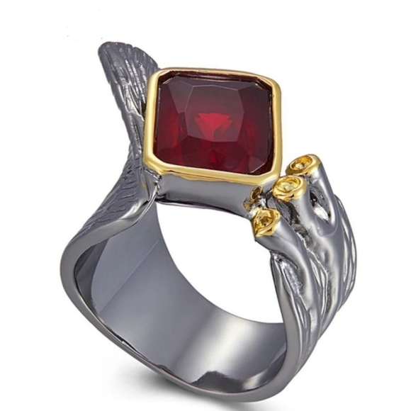Gold Plated Red Personality Ring - Picture 5 of 17